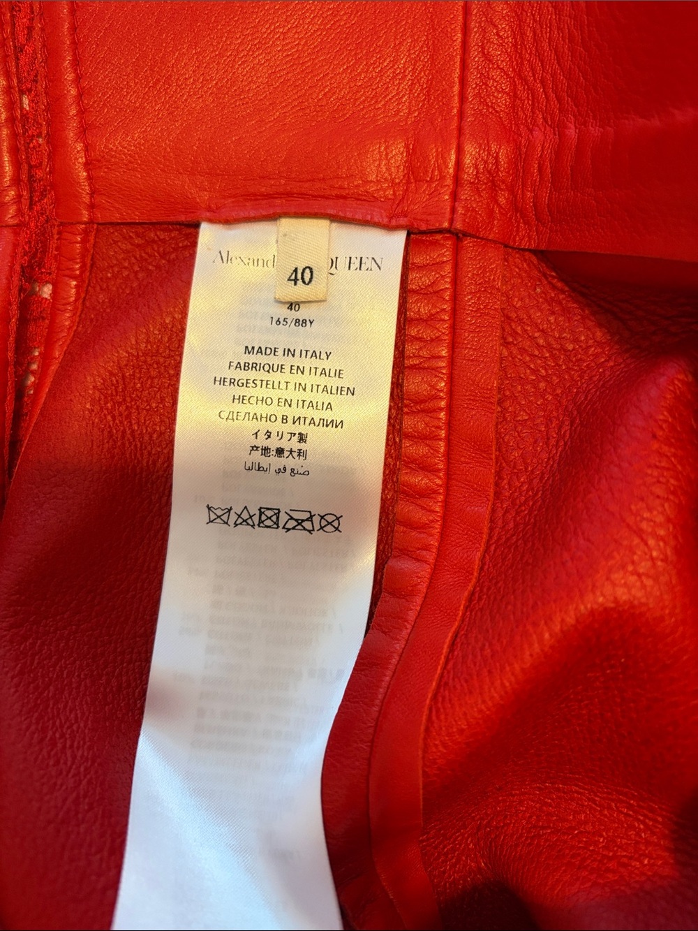 Alexander McQueen Lust Red Lace-Hem Leather Midi Dress - Picture 6 of 16